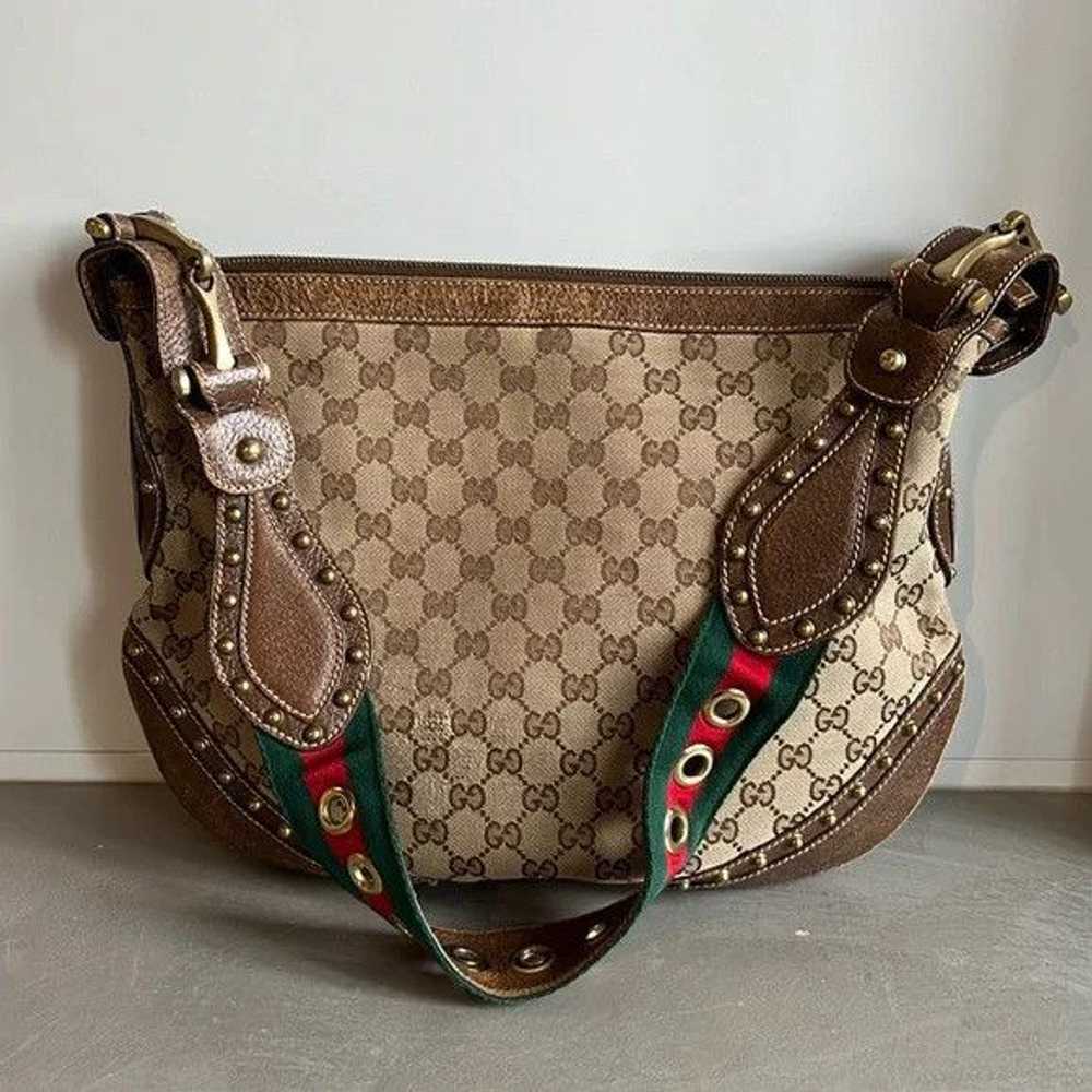 Gucci Gucci Pelham Monogram Canvas Studded Should… - image 1