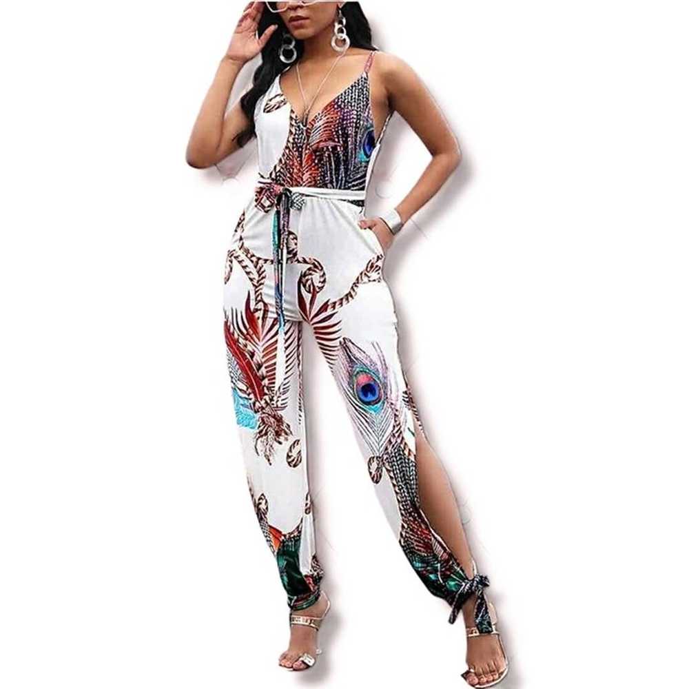 CBR Peacock Jumpsuit Small Open Leg Slit Full Len… - image 10