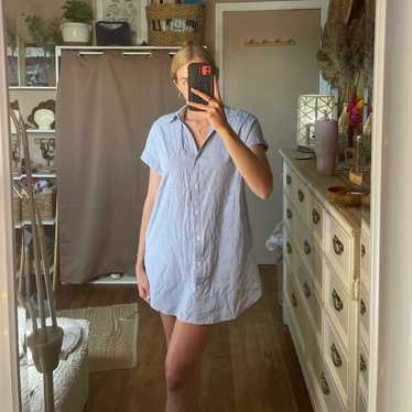 Zara Striped Cotton Shirt Dress Oversized Shirt Dr