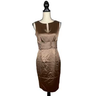 Kay Unger New York Brown Satin Sheath Dress      … - image 1