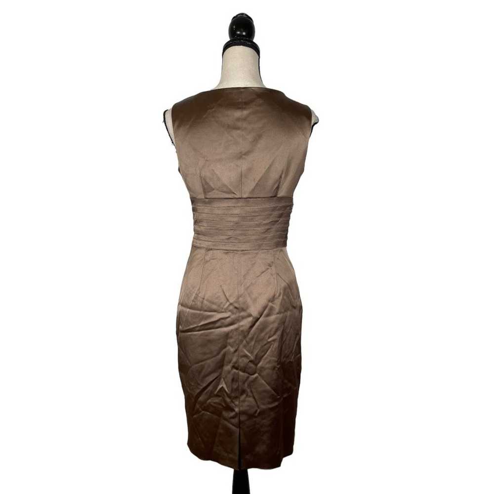 Kay Unger New York Brown Satin Sheath Dress      … - image 3