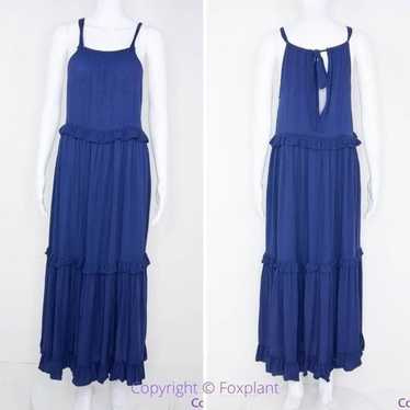 R Vivimos navy blue maxi tiered dress, size M