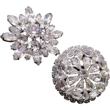 Two Signed Weiss Crystal Rhinestones Brooches