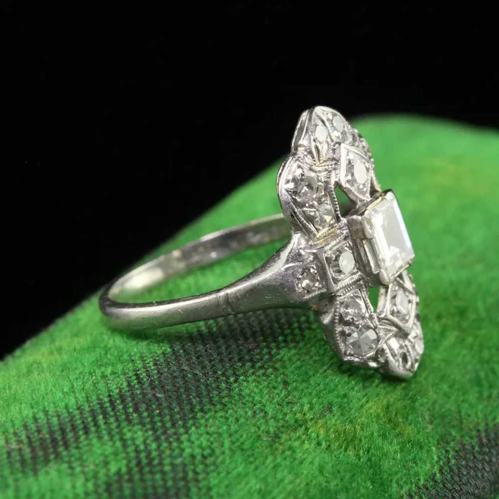 Antique Art Deco Platinum Old Step Cut Diamond Sh… - image 3