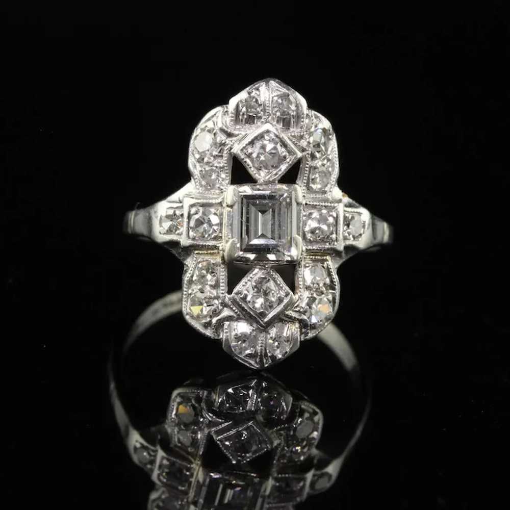 Antique Art Deco Platinum Old Step Cut Diamond Sh… - image 5