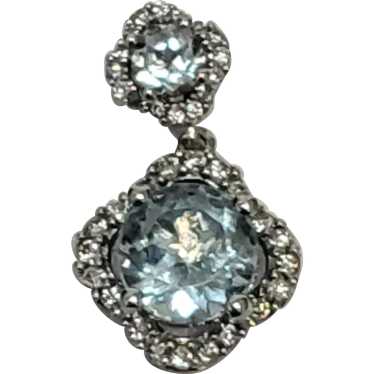 14K Gold Topaz and Diamond Pendant Drop for Neckl… - image 1