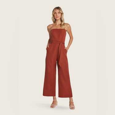 Willow Ryan Strapless Wide Leg Jumpsuit In Clay Wo