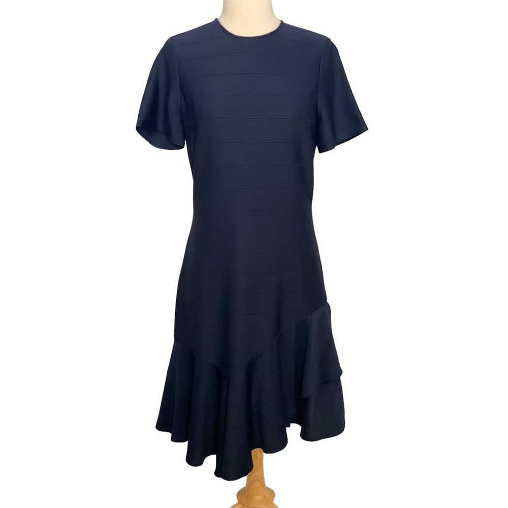 Shoshanna Navy Blue Ribbed Knit Shift Dress Flare… - image 10