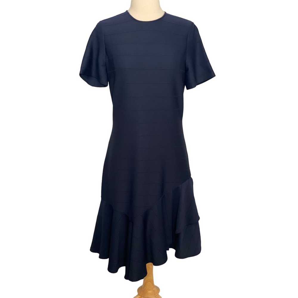 Shoshanna Navy Blue Ribbed Knit Shift Dress Flare… - image 1