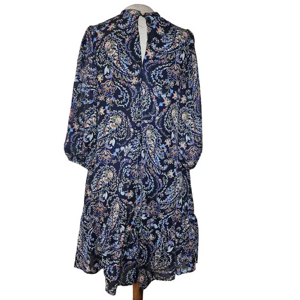 Blue Paisley Print Knee Length Dress Size 6 - image 2