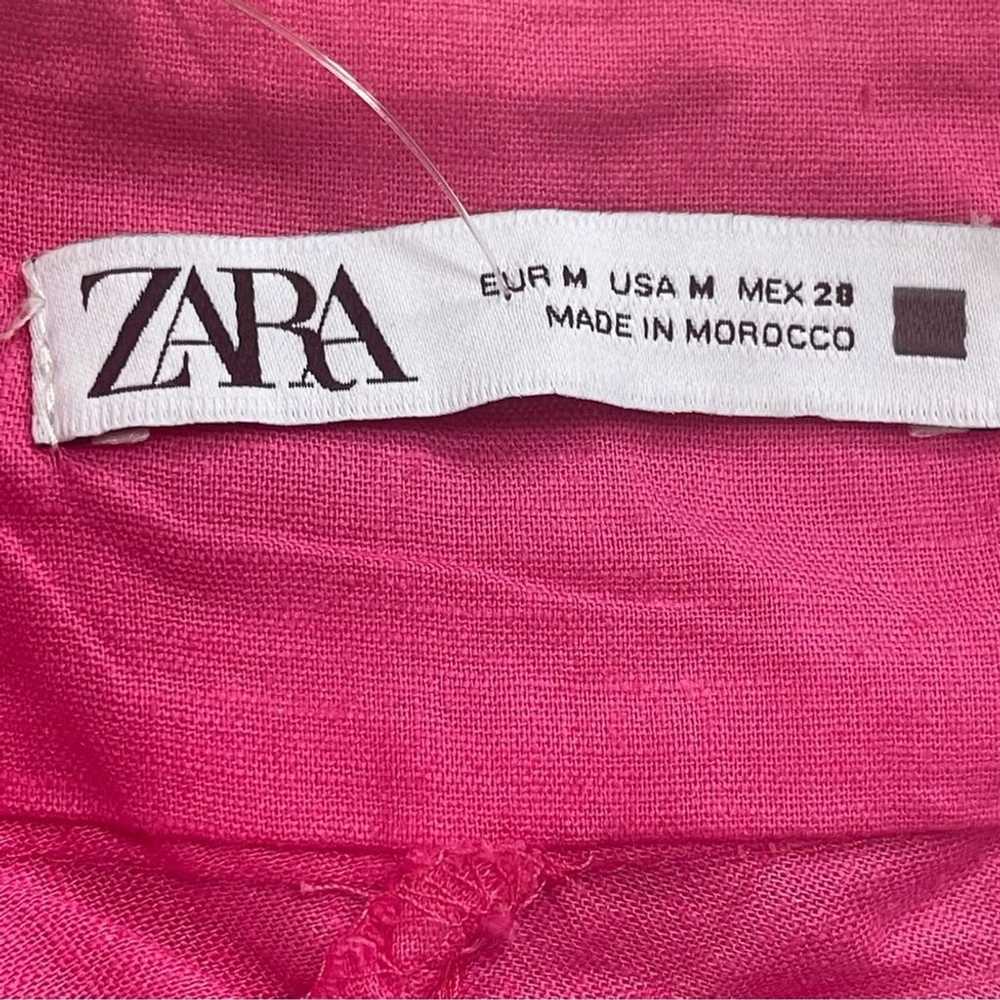 ZARA PINK MAGENTA BEADED LINEN BLEND MINI DRESS O… - image 10