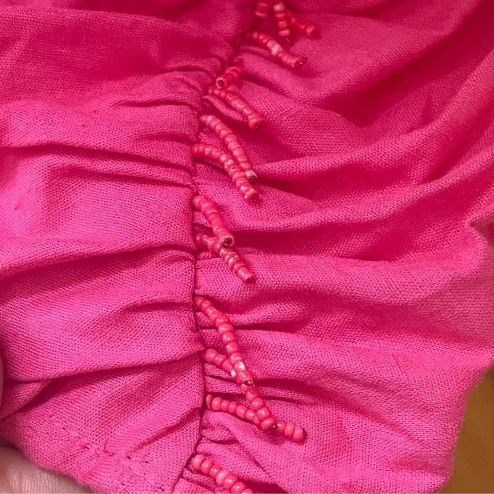 ZARA PINK MAGENTA BEADED LINEN BLEND MINI DRESS O… - image 3