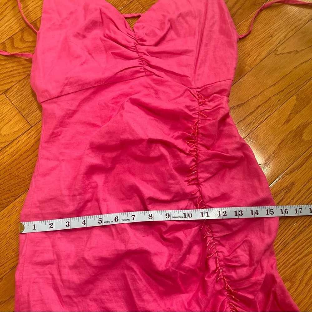 ZARA PINK MAGENTA BEADED LINEN BLEND MINI DRESS O… - image 9