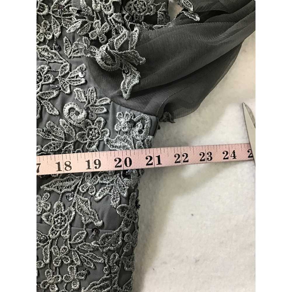 FORMAL SZ 12 L dark gray applique sequin mesh 3/4… - image 5