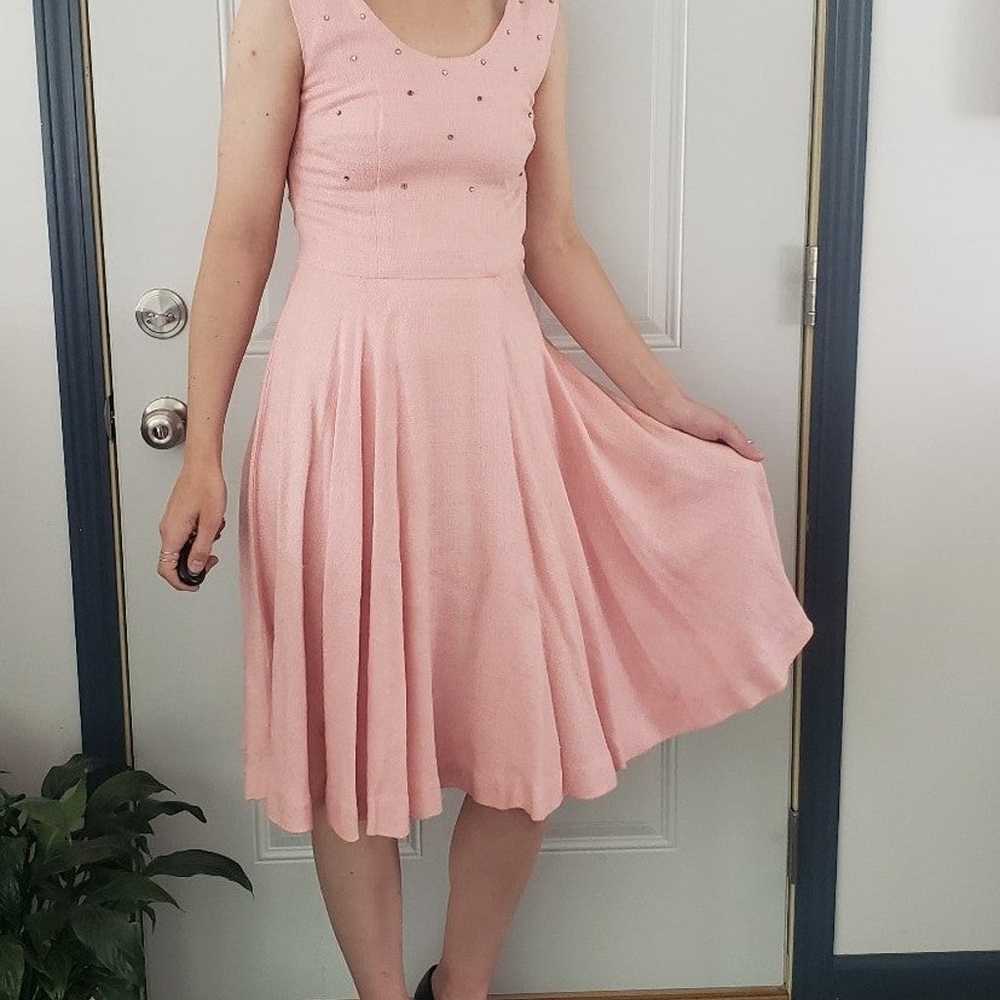 60s Hand Made Pink Swing Dress - image 1