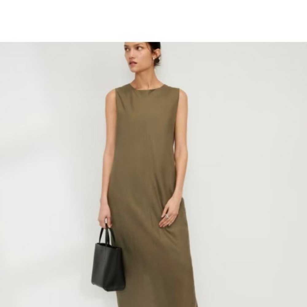 Everlane Size 14 Bias Cut 100% Linen Dress in Oli… - image 1