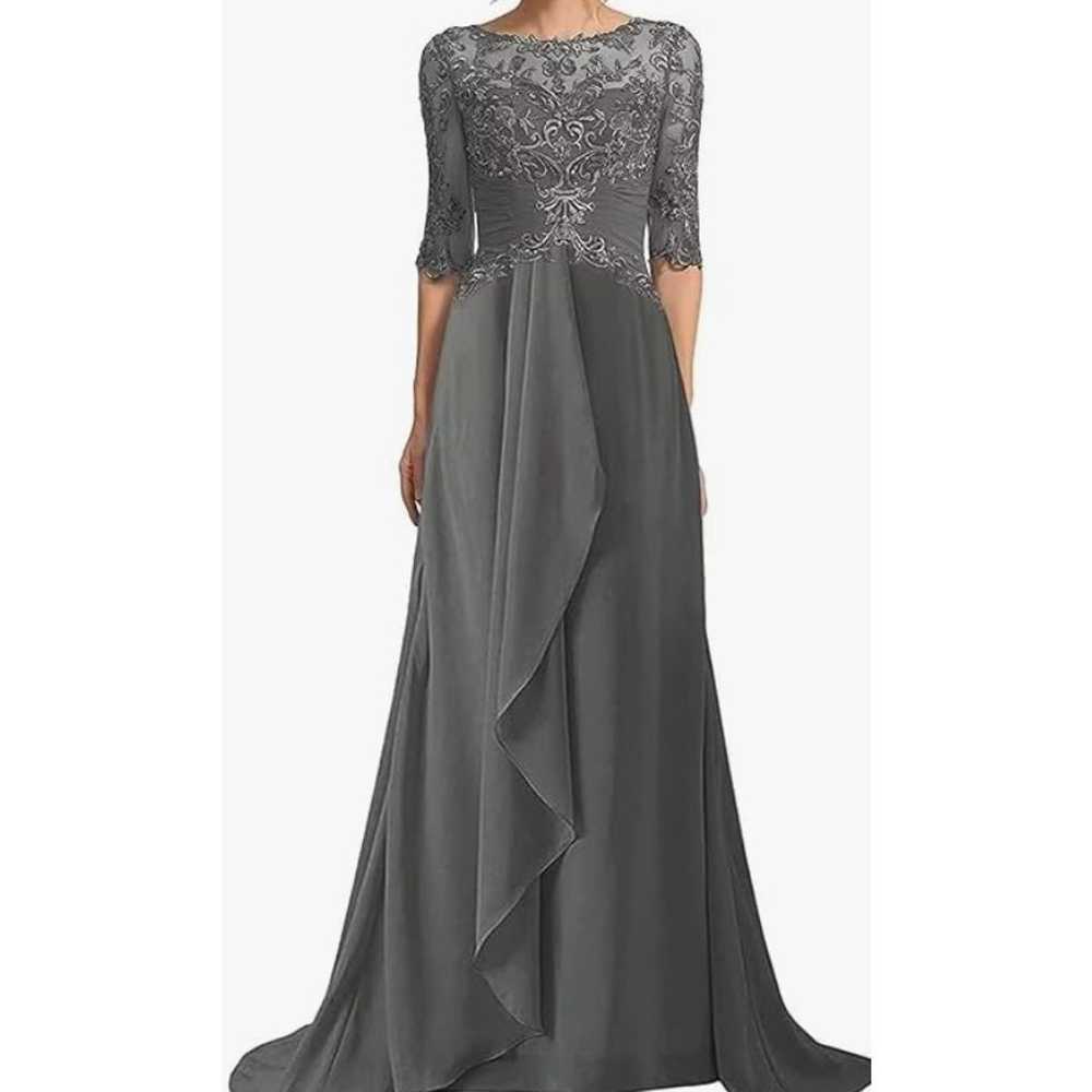 FORMAL PARTY SZ 16 1x plus grey embroidered 3/4 s… - image 1