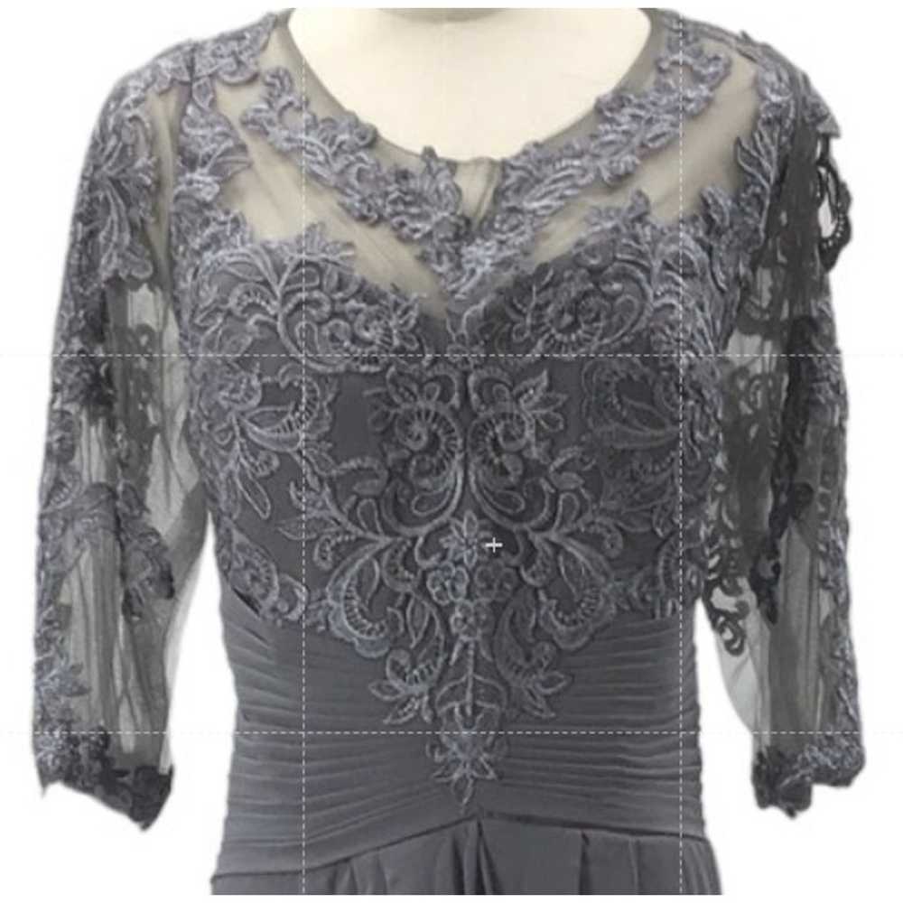 FORMAL PARTY SZ 16 1x plus grey embroidered 3/4 s… - image 2