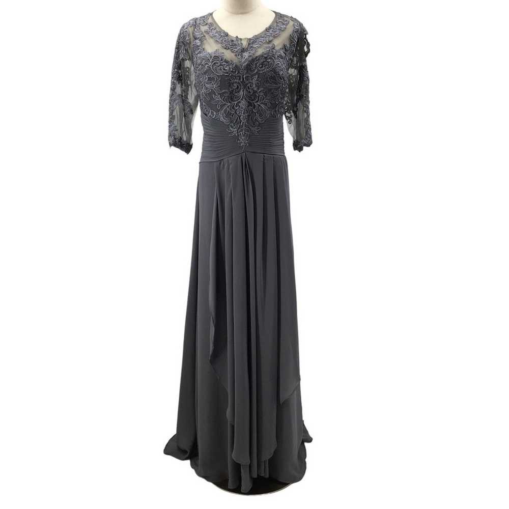 FORMAL PARTY SZ 16 1x plus grey embroidered 3/4 s… - image 3