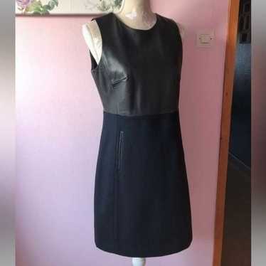 Sandro beautiful leather/wool black and navy dress