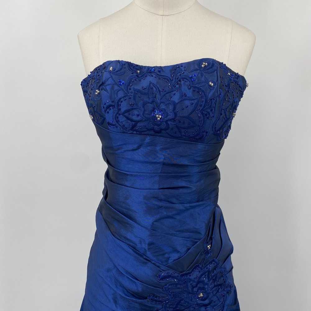 Vintage Y2k Gown Strapless Beaded Floral Embroide… - image 3