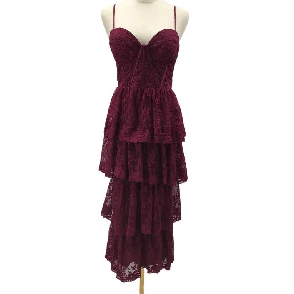 LULU'S  XL Exceptional Persona Wine Red Lace Tier… - image 2