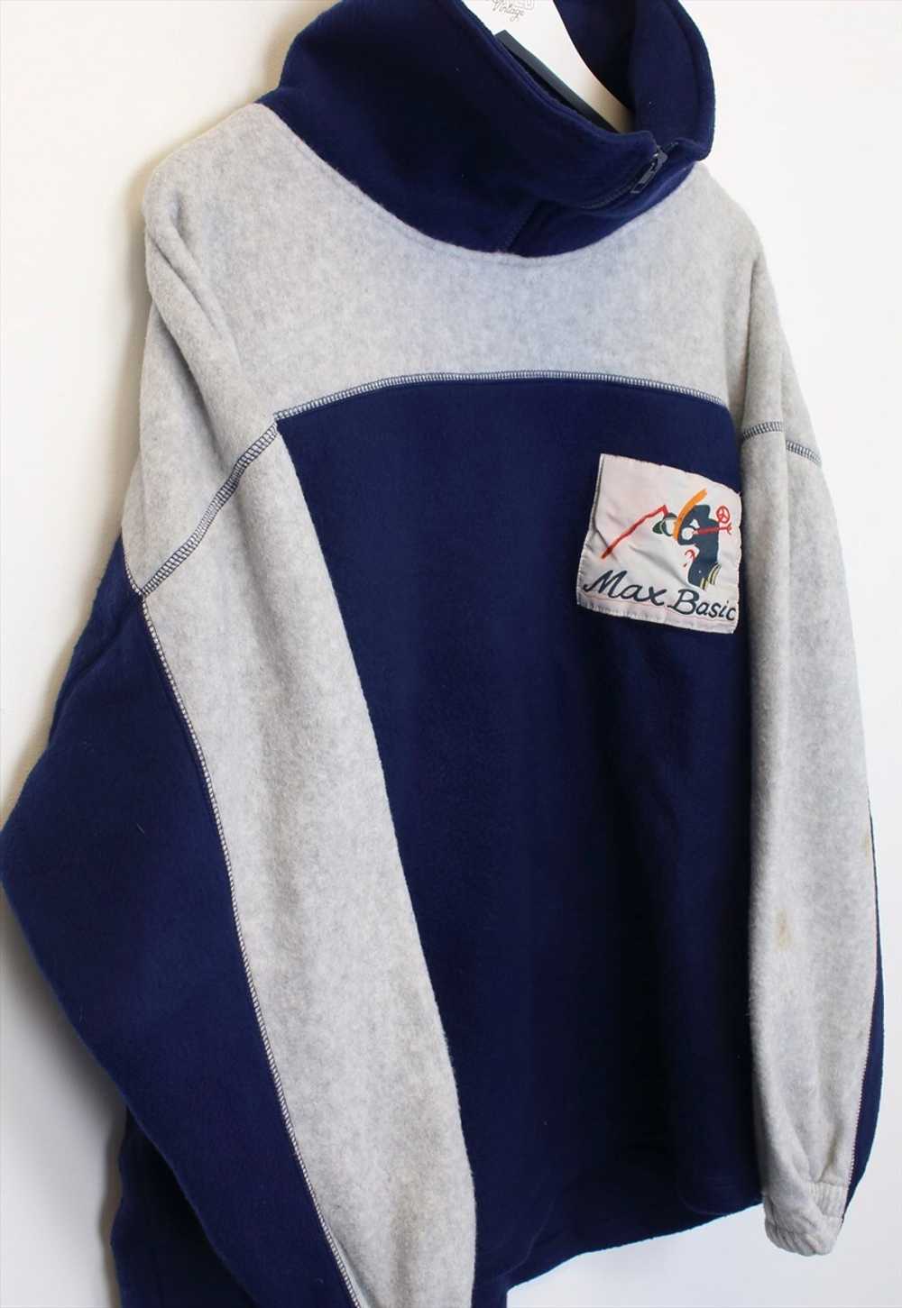 Vintage Unbranded crazy fleece in blue and grey. … - image 2