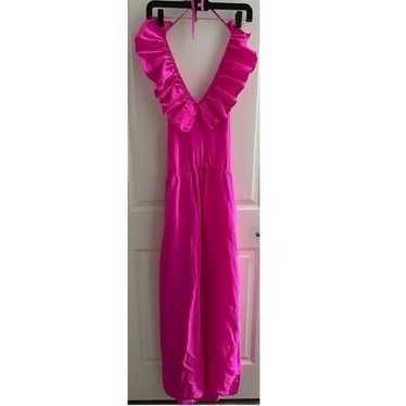 Amanda Uprichard Hot Pink Ruffle Silk Dress NWOT