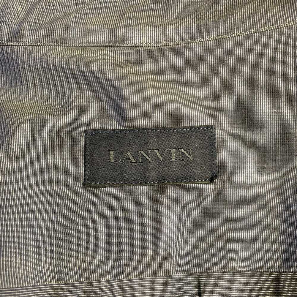 Lanvin Navy Black Grid Cotton Button Up Long Slee… - image 5