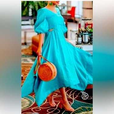 Nicholas Turquoise Blue Karen Cutout Midi Dress, S