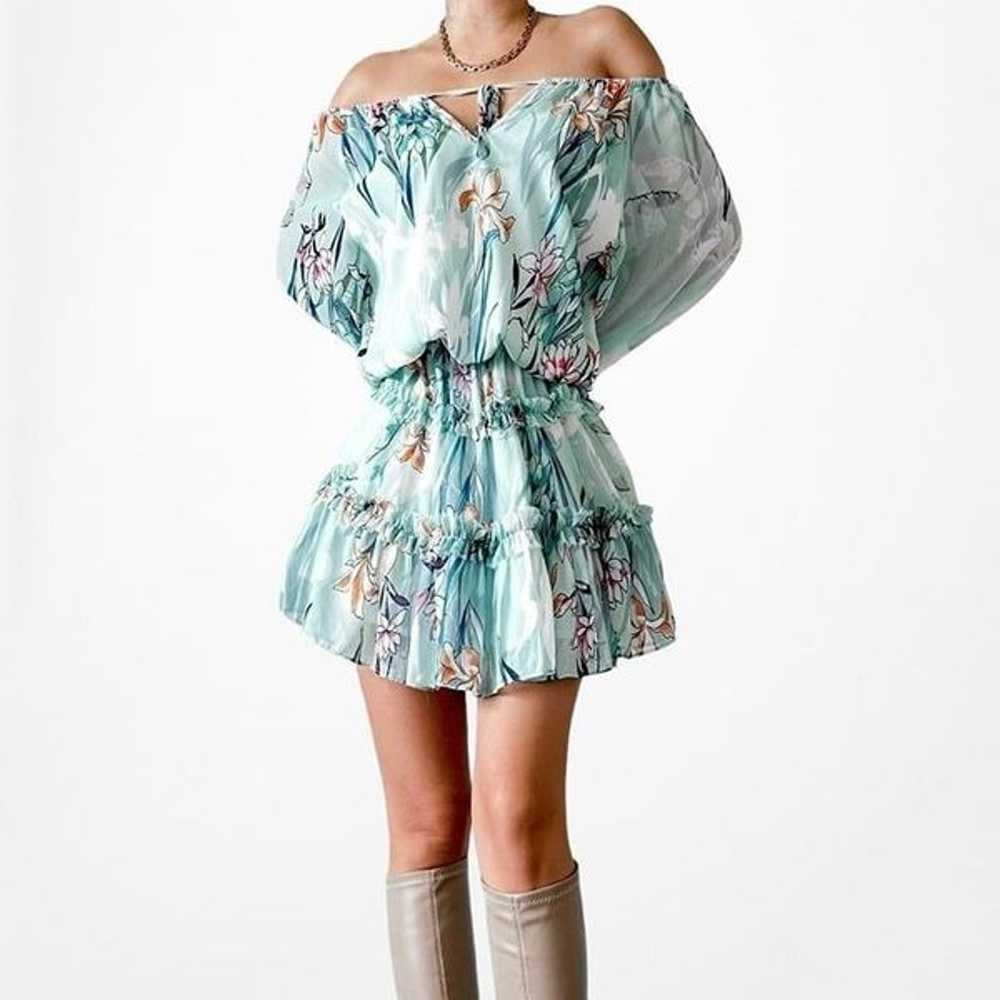 Revolve Yumi Kim Blue Floral Off The Shoulder Lon… - image 3