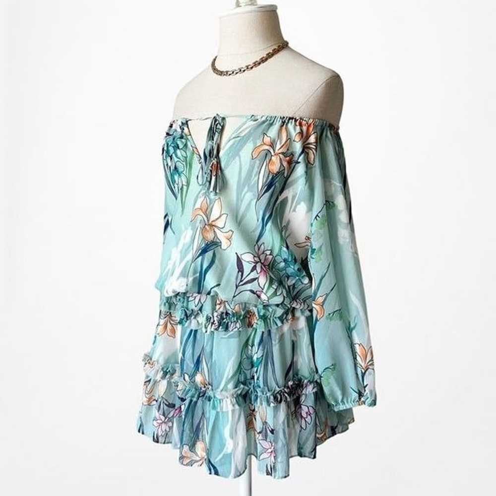 Revolve Yumi Kim Blue Floral Off The Shoulder Lon… - image 5