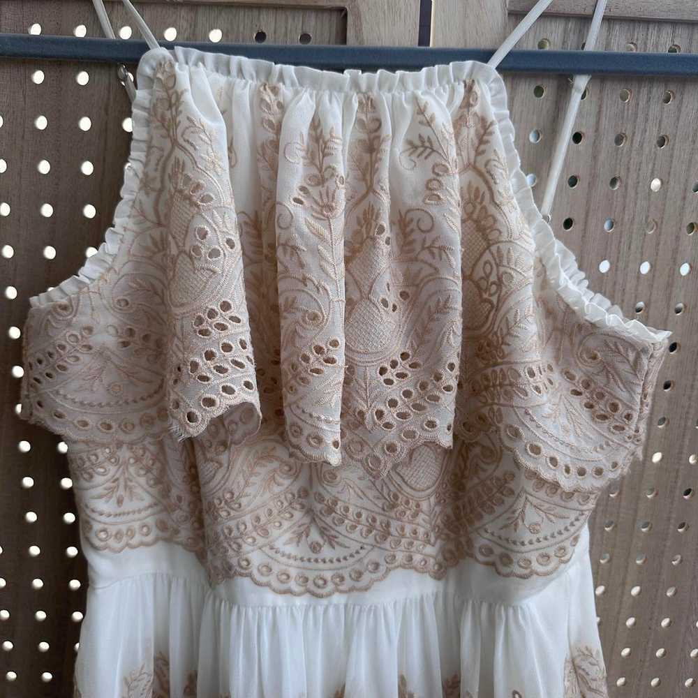 RARE BCBGMAXAZRIA Emroidered Tiered Ruffle Dress … - image 2