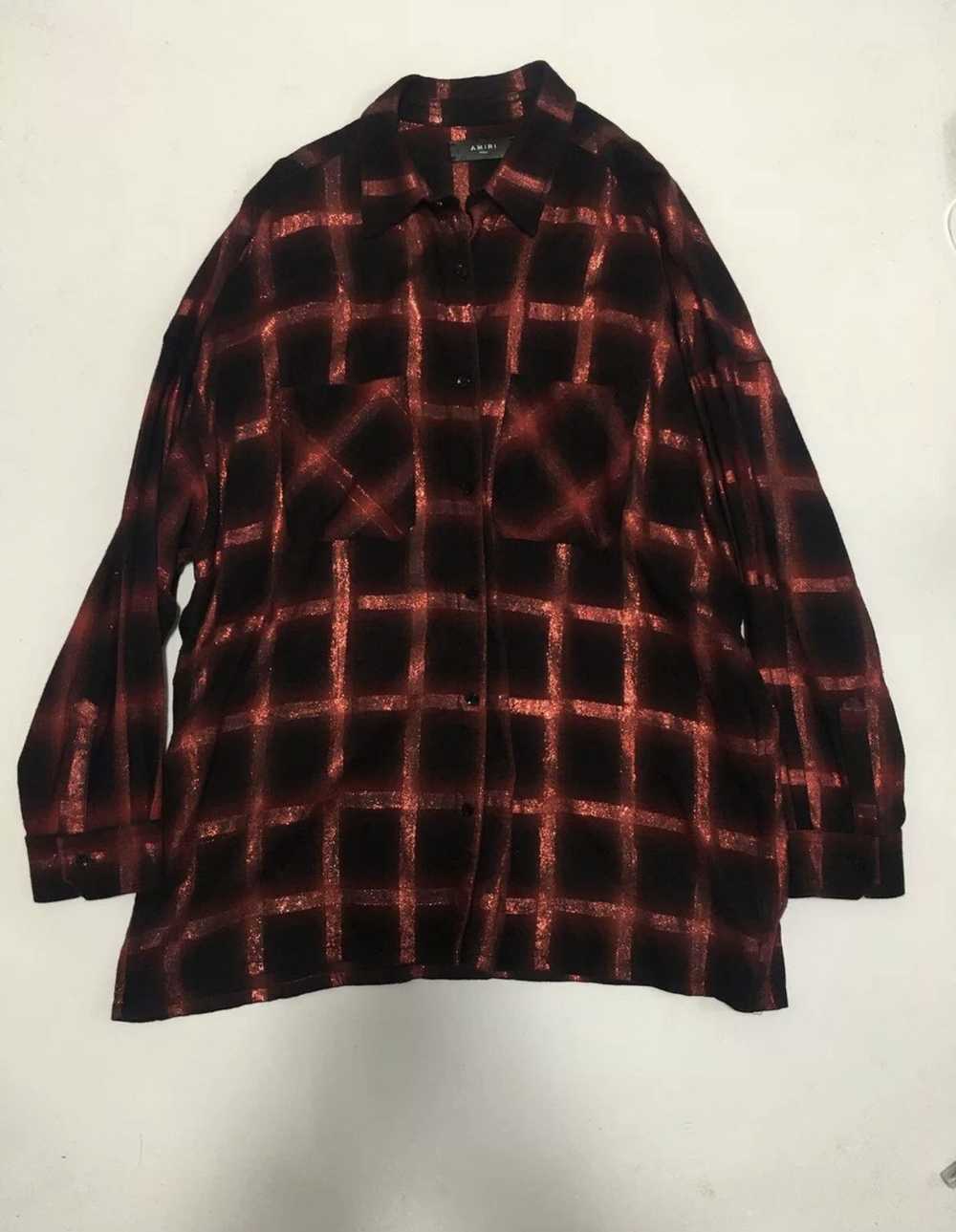 Amiri Amiri black and red glitter plaid shirt - image 1