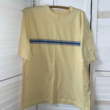Vintage 90s Y2K Puritan Yellow T-Shirt Blue Stripe