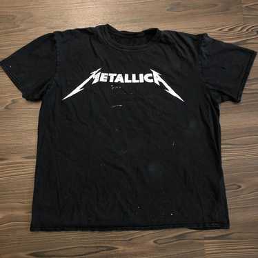 Men’s Black Vintage Distressed Metallica Graphic … - image 1