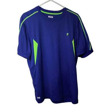 Fila Sport Shirt Adult Large Blue Green Logo Short