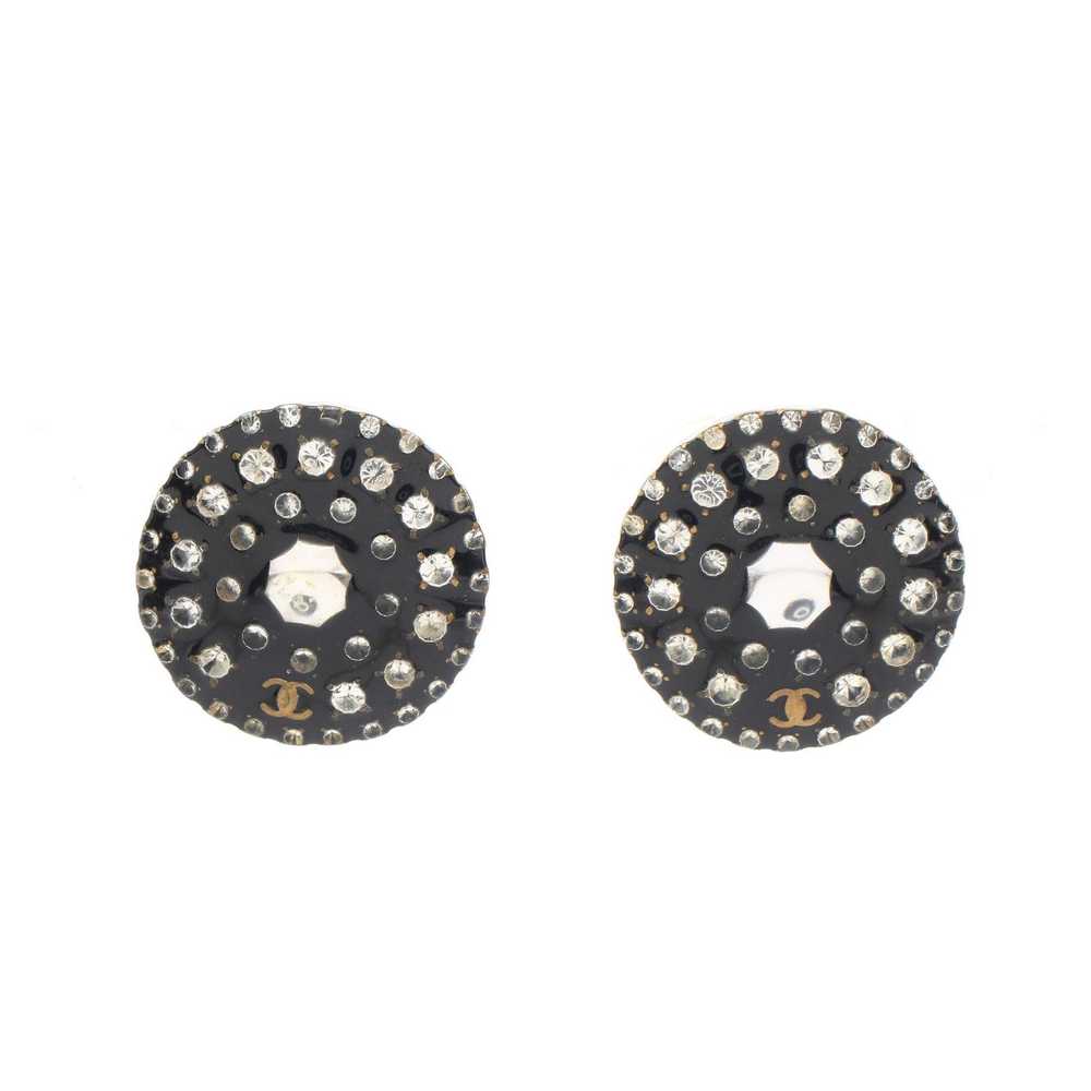 Chanel Chanel Coco Mark Earrings Gp Rhinestone Bl… - image 1