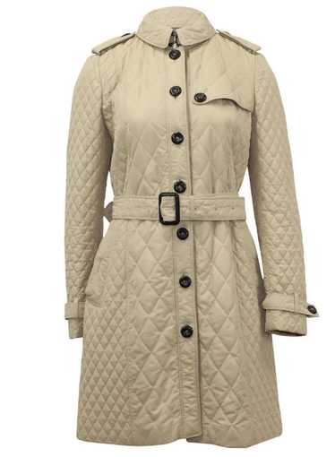 Burberry Burberry Quilted Long Belted Coat in Beig