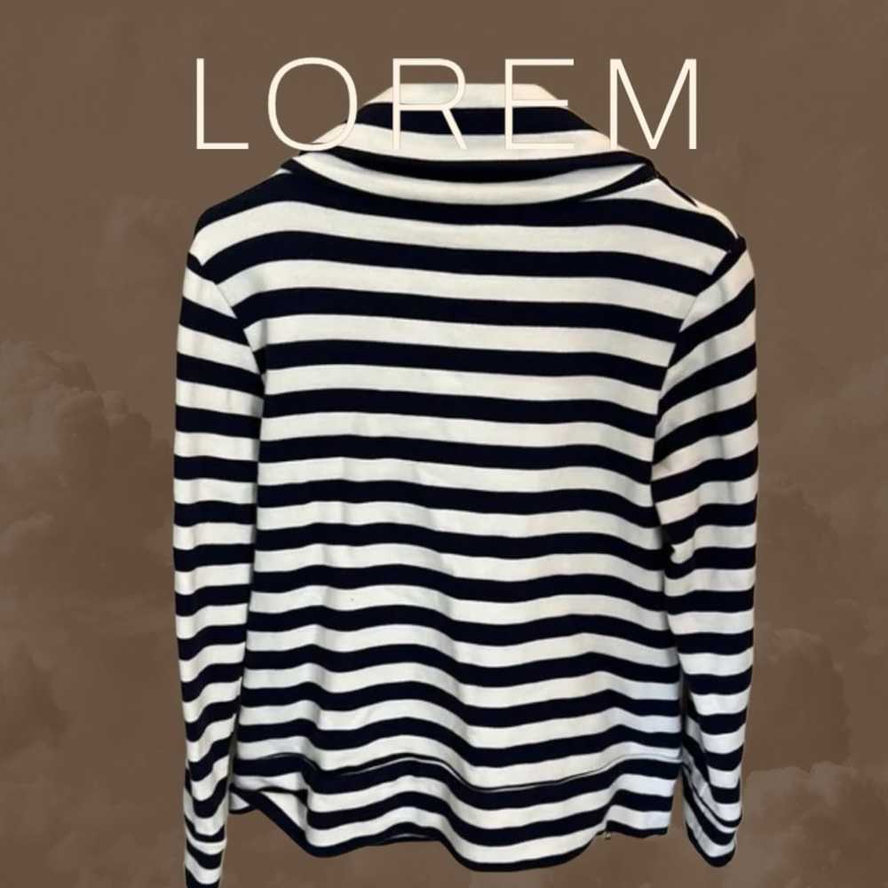 SAIL TO SABLE Navy and Ivory Striped Cowl Neck To… - image 3