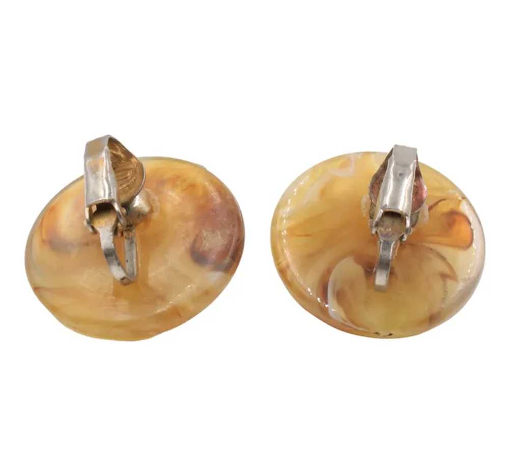 Earrings Clip-On Domed Lucite End of Day Swirl - image 4