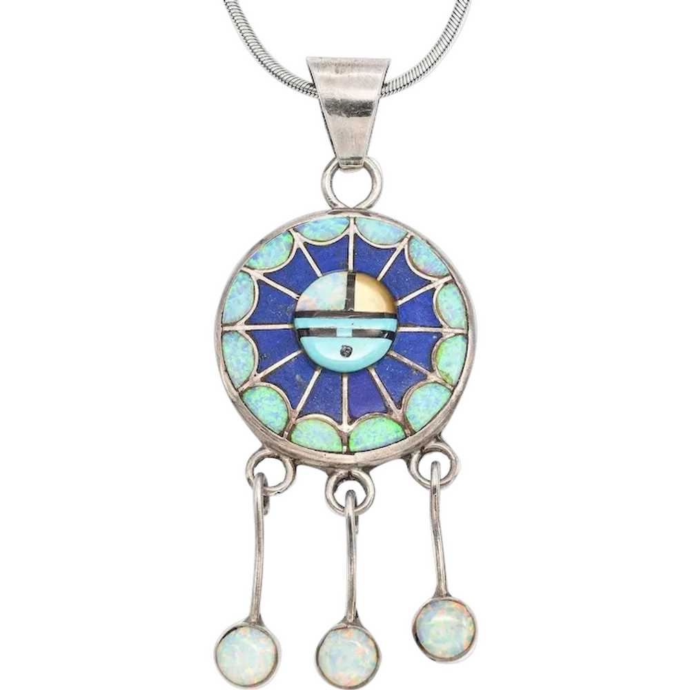 Amy Wesley Sterling Silver Zuni Opal, Turquoise, … - image 1