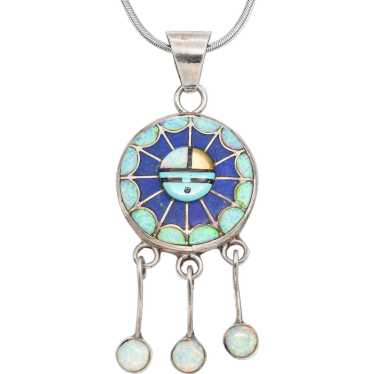 Amy Wesley Sterling Silver Zuni Opal, Turquoise, … - image 1