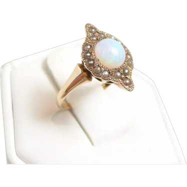 Serene Victorian Opal Pearl Ring c. 1890