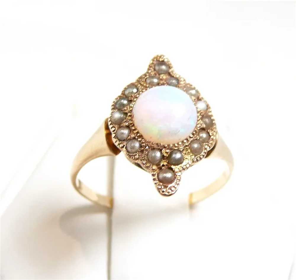 Serene Victorian Opal Pearl Ring c. 1890 - image 2