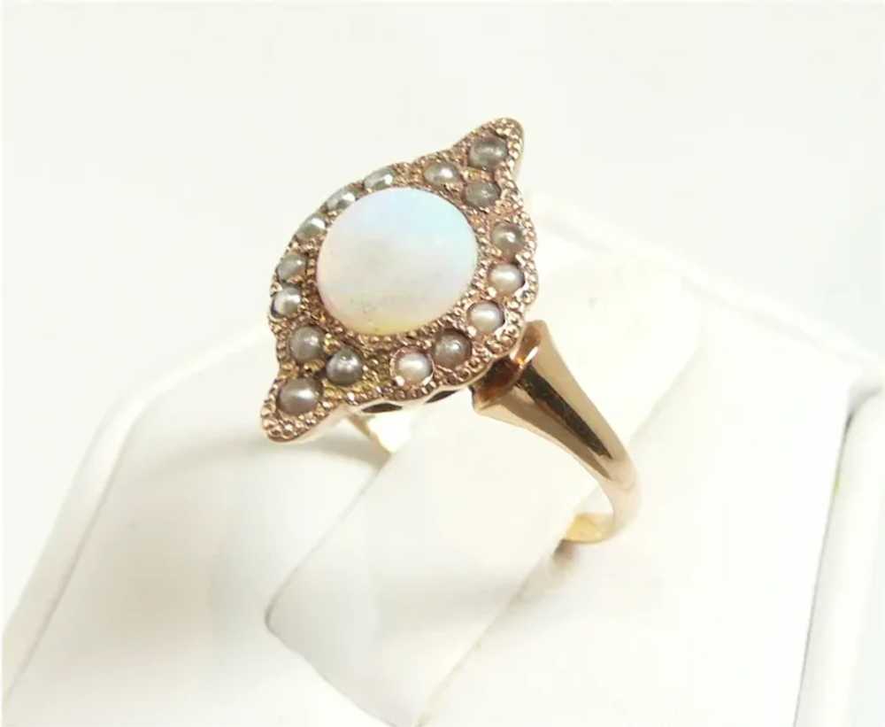 Serene Victorian Opal Pearl Ring c. 1890 - image 3