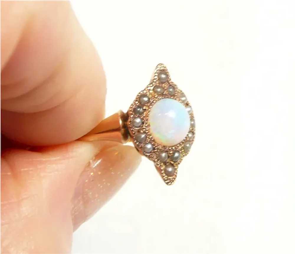 Serene Victorian Opal Pearl Ring c. 1890 - image 4