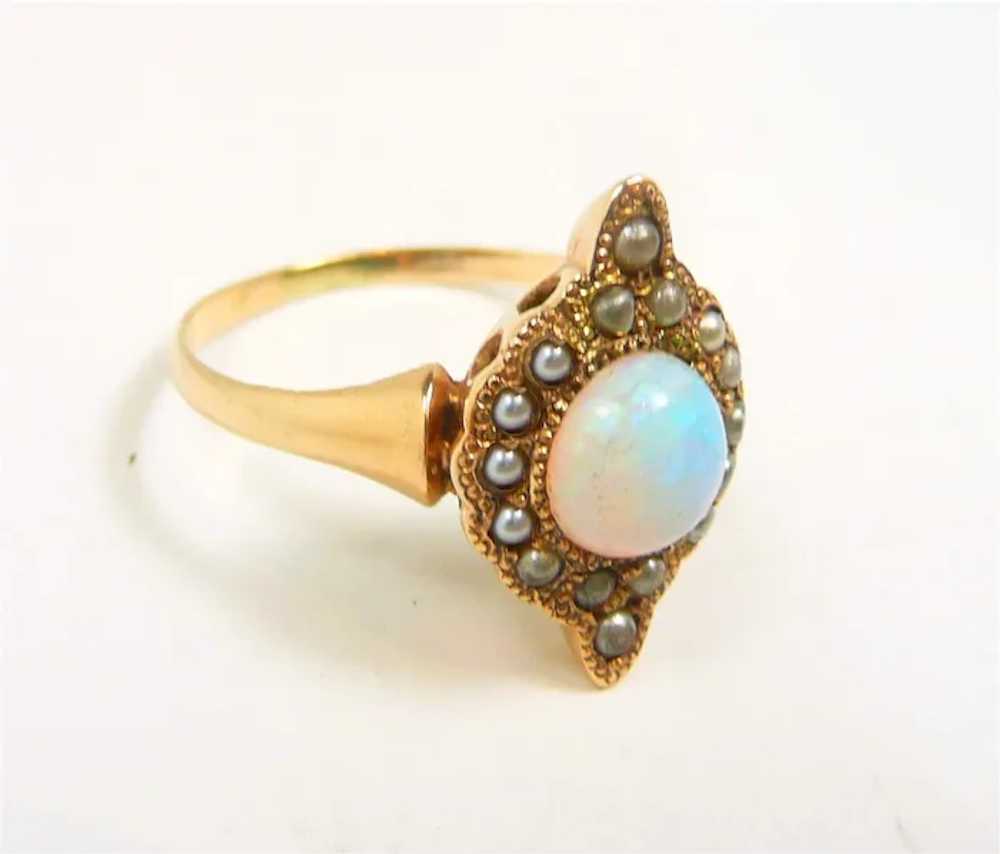 Serene Victorian Opal Pearl Ring c. 1890 - image 5