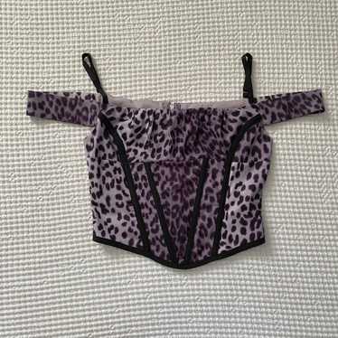I.AM.GIA Ophelia purple leopard print corset top