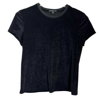 James Perse Womens black velvet t-shirt size 2 Me… - image 1